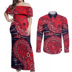 Melbourne Demons NAIDOC Week 2026 Couples Matching Off Shoulder Maxi Dress and Long Sleeve Button Shirt Australian Aboriginal Dot Art Dreamtime Pattern Style