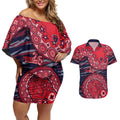 Melbourne Demons NAIDOC Week 2026 Couples Matching Off Shoulder Short Dress and Hawaiian Shirt Australian Aboriginal Dot Art Dreamtime Pattern Style