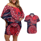 Melbourne Demons NAIDOC Week 2026 Couples Matching Off Shoulder Short Dress and Hawaiian Shirt Australian Aboriginal Dot Art Dreamtime Pattern Style