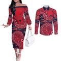 Melbourne Demons NAIDOC Week 2026 Couples Matching Off The Shoulder Long Sleeve Dress and Long Sleeve Button Shirt Australian Aboriginal Dot Art Dreamtime Pattern Style