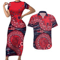 Melbourne Demons NAIDOC Week 2026 Couples Matching Short Sleeve Bodycon Dress and Hawaiian Shirt Australian Aboriginal Dot Art Dreamtime Pattern Style