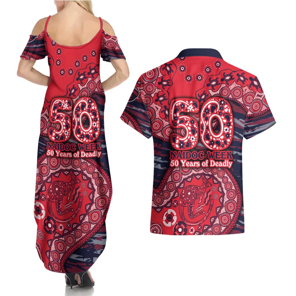 Melbourne Demons NAIDOC Week 2026 Couples Matching Summer Maxi Dress and Hawaiian Shirt Australian Aboriginal Dot Art Dreamtime Pattern Style