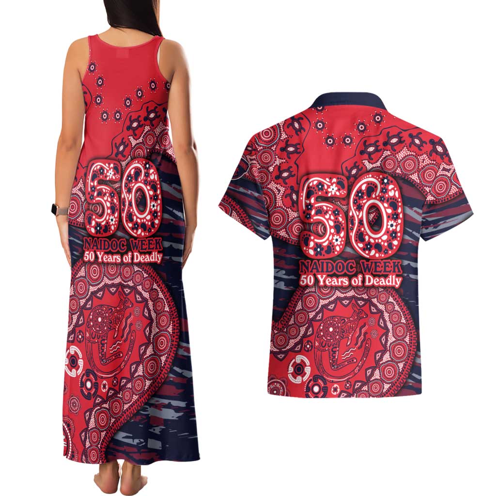 Melbourne Demons NAIDOC Week 2026 Couples Matching Tank Maxi Dress and Hawaiian Shirt Australian Aboriginal Dot Art Dreamtime Pattern Style
