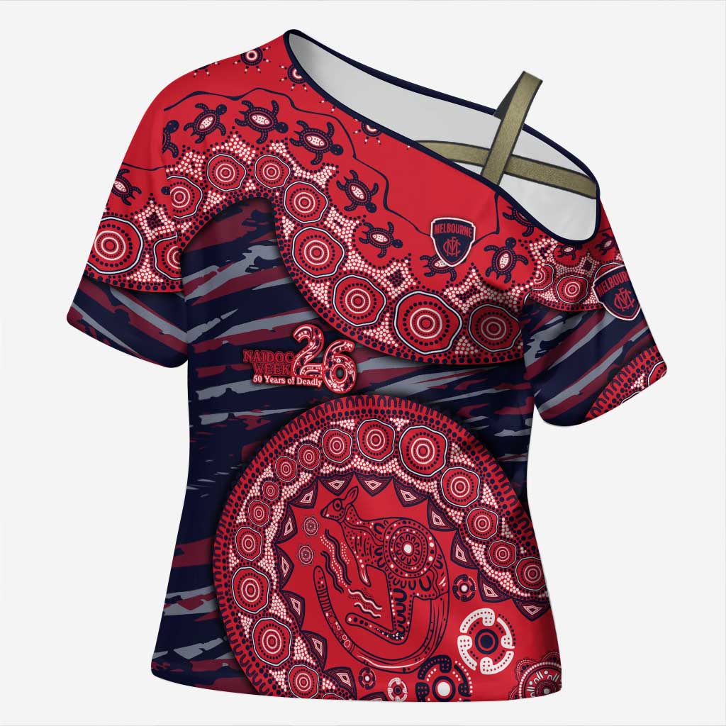 Melbourne Demons NAIDOC Week 2026 Cross Shoulder Shirt Australian Aboriginal Dot Art Dreamtime Pattern Style