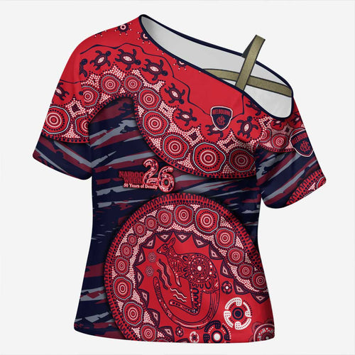 Melbourne Demons NAIDOC Week 2026 Cross Shoulder Shirt Australian Aboriginal Dot Art Dreamtime Pattern Style