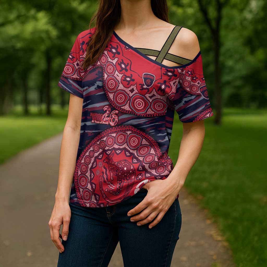 Melbourne Demons NAIDOC Week 2026 Cross Shoulder Shirt Australian Aboriginal Dot Art Dreamtime Pattern Style