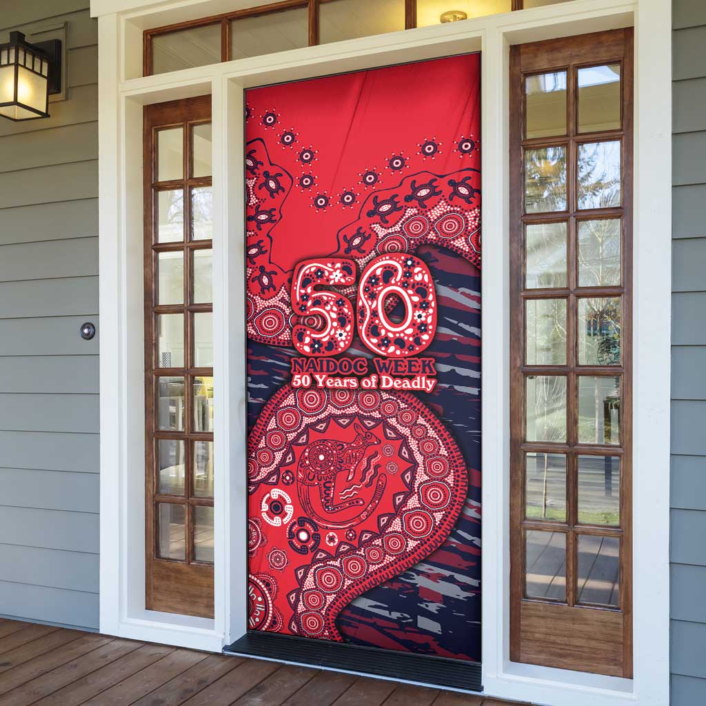 Melbourne Demons NAIDOC Week 2026 Door Cover Australian Aboriginal Dot Art Dreamtime Pattern Style