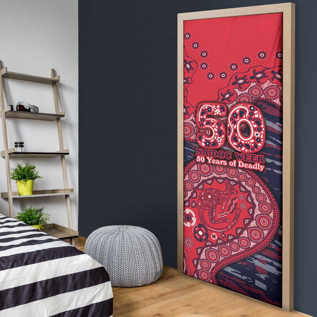 Melbourne Demons NAIDOC Week 2026 Door Cover Australian Aboriginal Dot Art Dreamtime Pattern Style