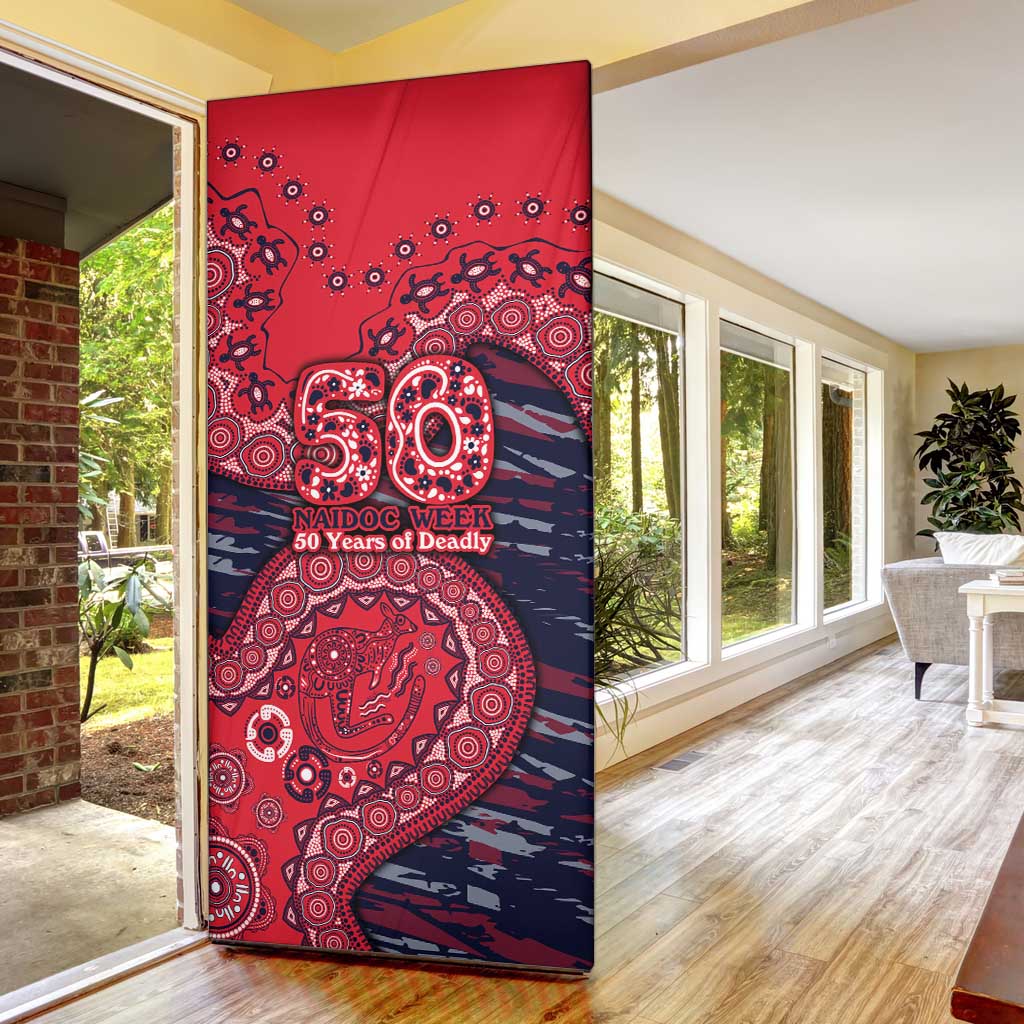 Melbourne Demons NAIDOC Week 2026 Door Cover Australian Aboriginal Dot Art Dreamtime Pattern Style