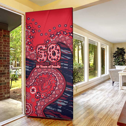 Melbourne Demons NAIDOC Week 2026 Door Cover Australian Aboriginal Dot Art Dreamtime Pattern Style