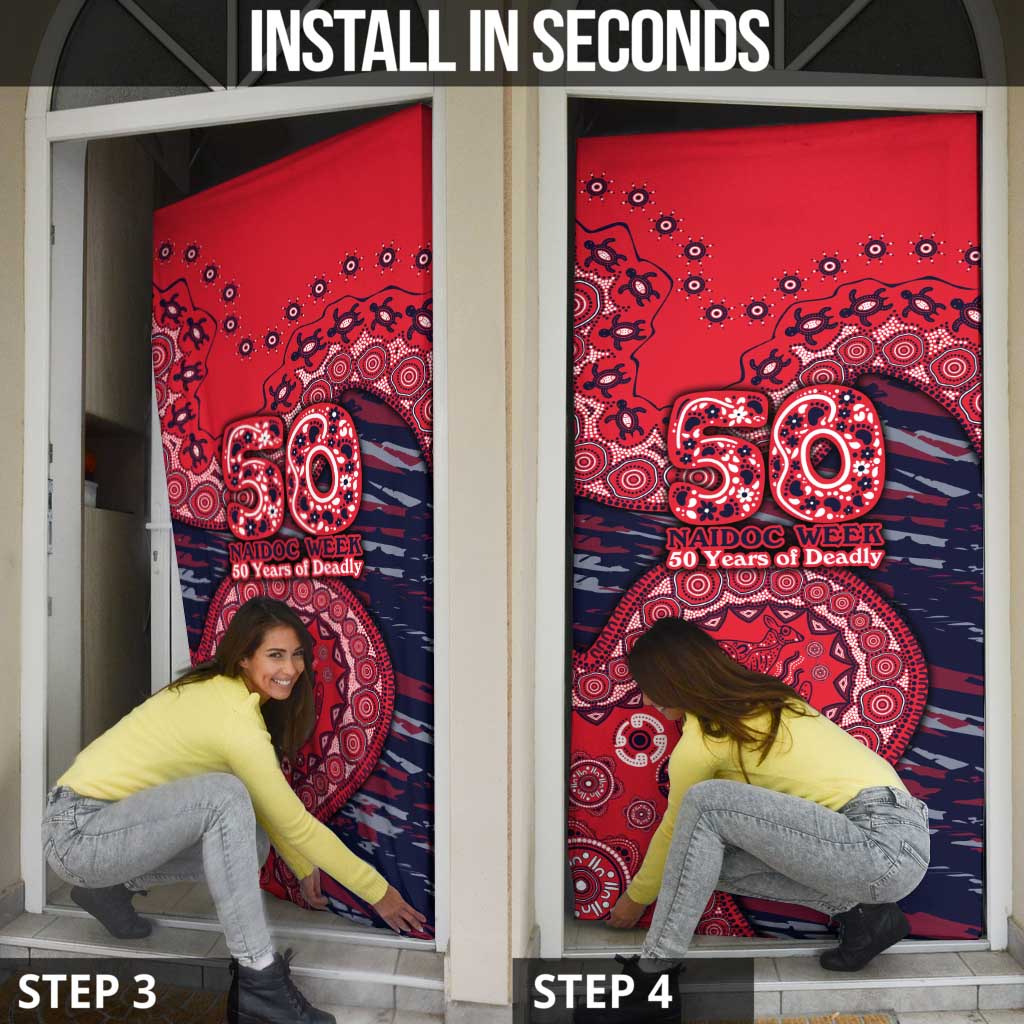 Melbourne Demons NAIDOC Week 2026 Door Cover Australian Aboriginal Dot Art Dreamtime Pattern Style
