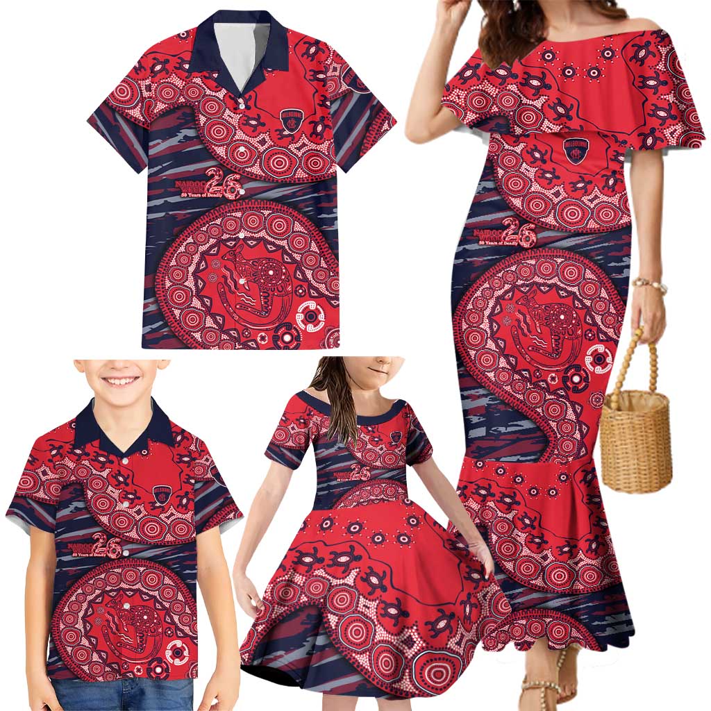 Melbourne Demons NAIDOC Week 2026 Family Matching Mermaid Dress and Hawaiian Shirt Australian Aboriginal Dot Art Dreamtime Pattern Style