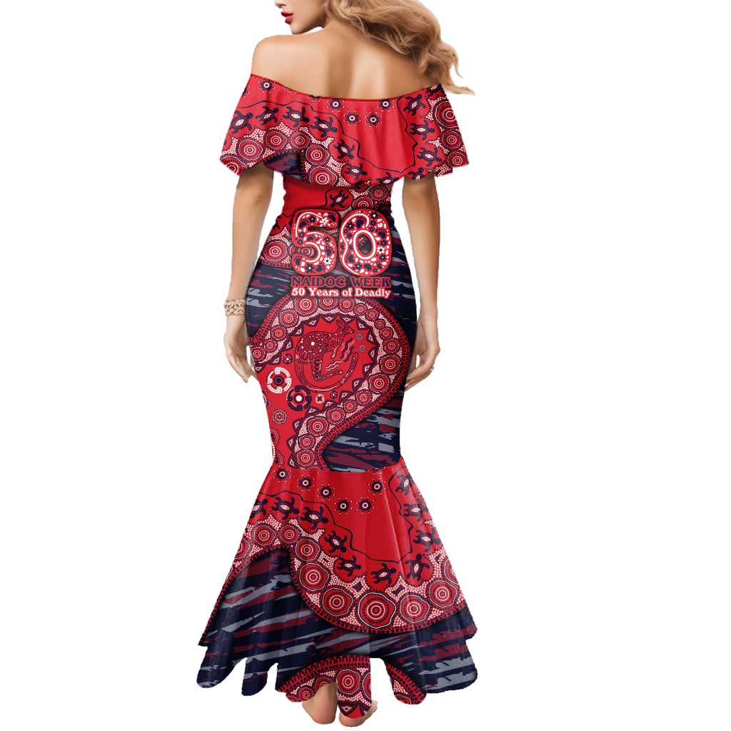 Melbourne Demons NAIDOC Week 2026 Family Matching Mermaid Dress and Hawaiian Shirt Australian Aboriginal Dot Art Dreamtime Pattern Style