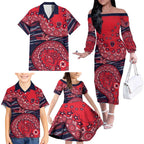 Melbourne Demons NAIDOC Week 2026 Family Matching Off The Shoulder Long Sleeve Dress and Hawaiian Shirt Australian Aboriginal Dot Art Dreamtime Pattern Style