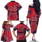 Melbourne Demons NAIDOC Week 2026 Family Matching Off The Shoulder Long Sleeve Dress and Hawaiian Shirt Australian Aboriginal Dot Art Dreamtime Pattern Style