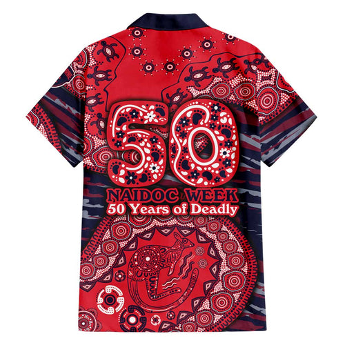 Melbourne Demons NAIDOC Week 2026 Family Matching Off The Shoulder Long Sleeve Dress and Hawaiian Shirt Australian Aboriginal Dot Art Dreamtime Pattern Style