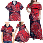 Melbourne Demons NAIDOC Week 2026 Family Matching Off Shoulder Maxi Dress and Hawaiian Shirt Australian Aboriginal Dot Art Dreamtime Pattern Style