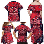 Melbourne Demons NAIDOC Week 2026 Family Matching Off Shoulder Maxi Dress and Hawaiian Shirt Australian Aboriginal Dot Art Dreamtime Pattern Style