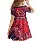 Melbourne Demons NAIDOC Week 2026 Family Matching Off Shoulder Short Dress and Hawaiian Shirt Australian Aboriginal Dot Art Dreamtime Pattern Style