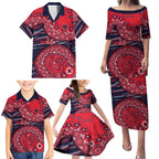 Melbourne Demons NAIDOC Week 2026 Family Matching Puletasi and Hawaiian Shirt Australian Aboriginal Dot Art Dreamtime Pattern Style