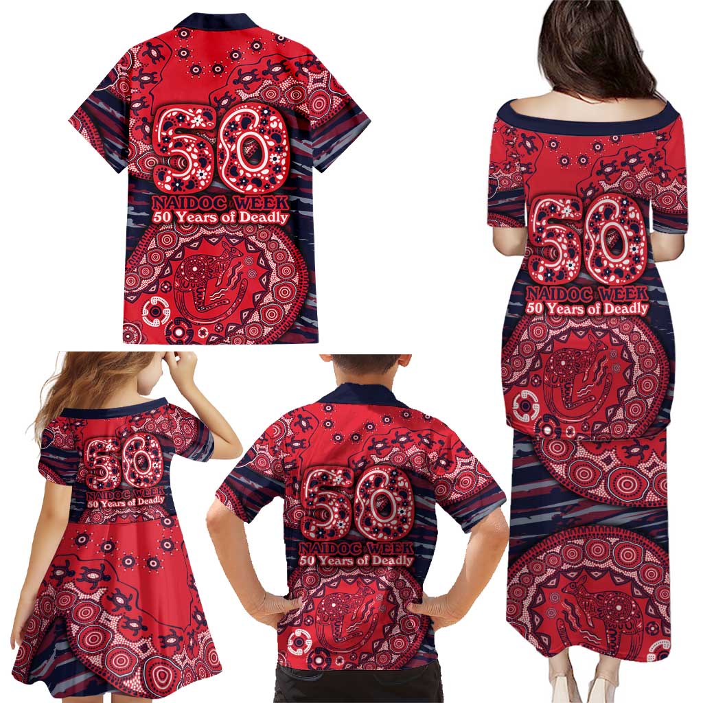 Melbourne Demons NAIDOC Week 2026 Family Matching Puletasi and Hawaiian Shirt Australian Aboriginal Dot Art Dreamtime Pattern Style