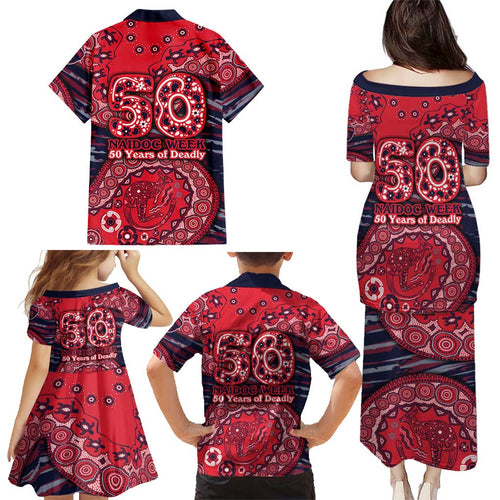 Melbourne Demons NAIDOC Week 2026 Family Matching Puletasi and Hawaiian Shirt Australian Aboriginal Dot Art Dreamtime Pattern Style