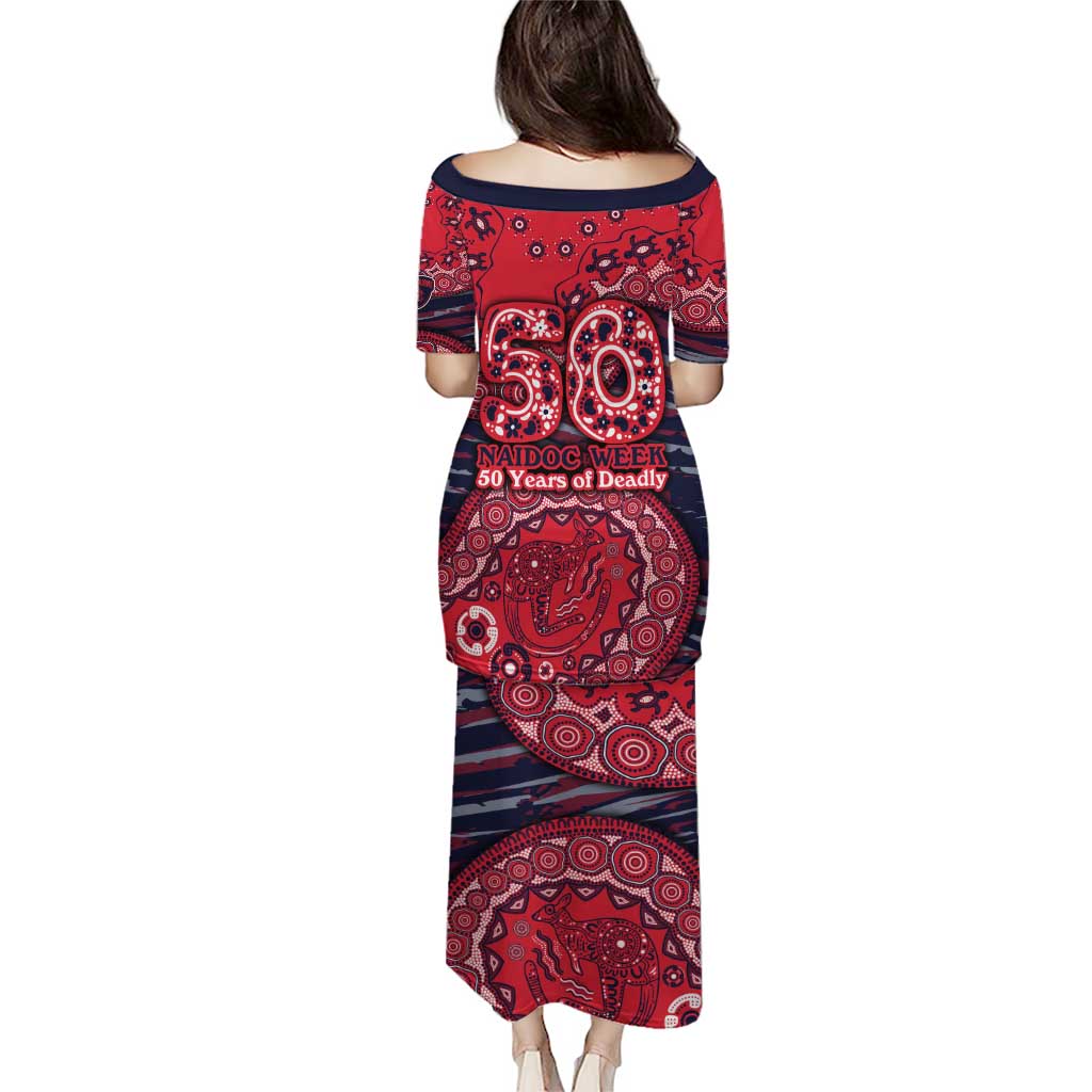 Melbourne Demons NAIDOC Week 2026 Family Matching Puletasi and Hawaiian Shirt Australian Aboriginal Dot Art Dreamtime Pattern Style