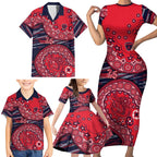 Melbourne Demons NAIDOC Week 2026 Family Matching Short Sleeve Bodycon Dress and Hawaiian Shirt Australian Aboriginal Dot Art Dreamtime Pattern Style