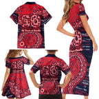 Melbourne Demons NAIDOC Week 2026 Family Matching Short Sleeve Bodycon Dress and Hawaiian Shirt Australian Aboriginal Dot Art Dreamtime Pattern Style