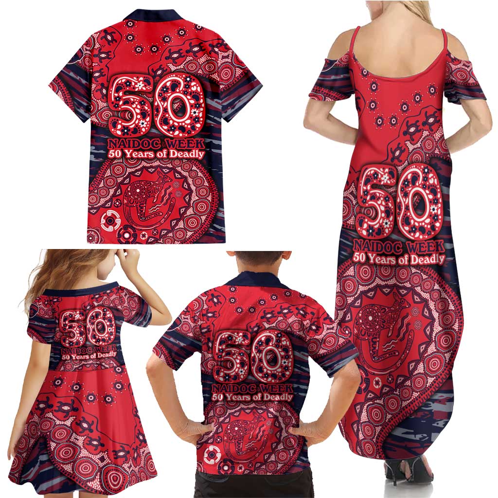 Melbourne Demons NAIDOC Week 2026 Family Matching Summer Maxi Dress and Hawaiian Shirt Australian Aboriginal Dot Art Dreamtime Pattern Style