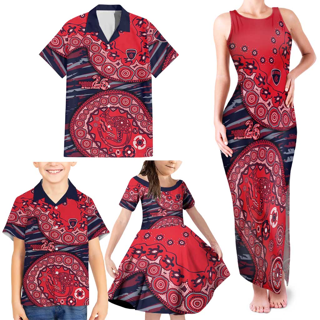 Melbourne Demons NAIDOC Week 2026 Family Matching Tank Maxi Dress and Hawaiian Shirt Australian Aboriginal Dot Art Dreamtime Pattern Style