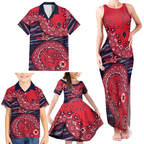 Melbourne Demons NAIDOC Week 2026 Family Matching Tank Maxi Dress and Hawaiian Shirt Australian Aboriginal Dot Art Dreamtime Pattern Style