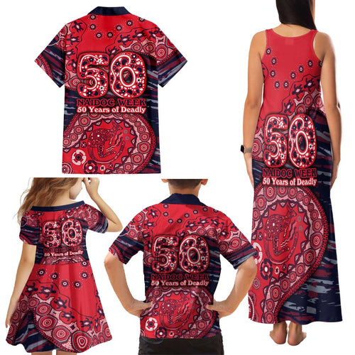 Melbourne Demons NAIDOC Week 2026 Family Matching Tank Maxi Dress and Hawaiian Shirt Australian Aboriginal Dot Art Dreamtime Pattern Style