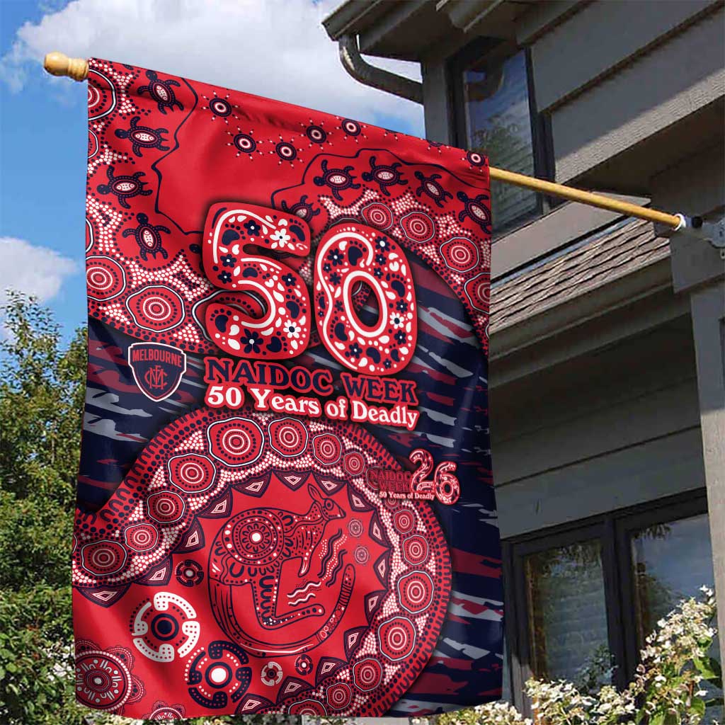 Melbourne Demons NAIDOC Week 2026 Garden Flag Australian Aboriginal Dot Art Dreamtime Pattern Style
