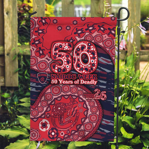 Melbourne Demons NAIDOC Week 2026 Garden Flag Australian Aboriginal Dot Art Dreamtime Pattern Style