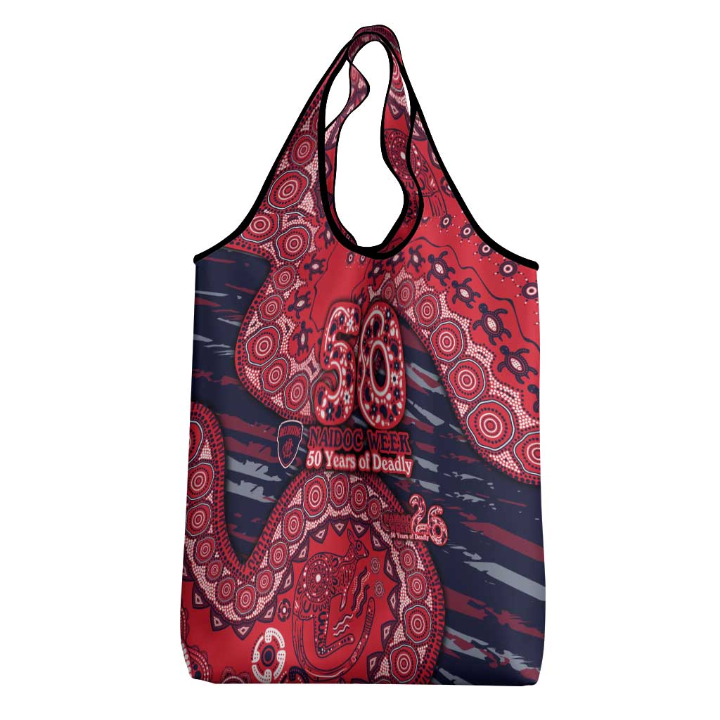 Melbourne Demons NAIDOC Week 2026 Grocery Bag Australian Aboriginal Dot Art Dreamtime Pattern Style