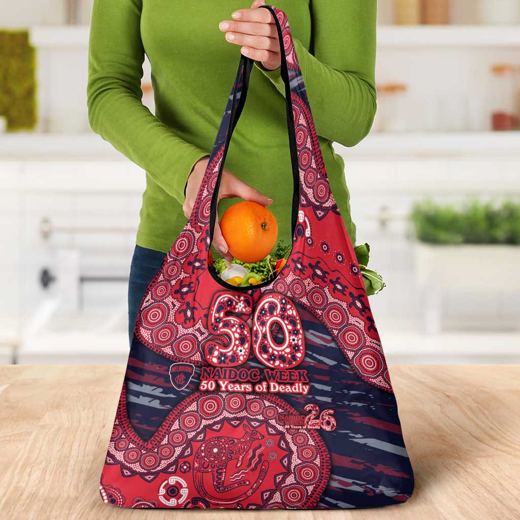 Melbourne Demons NAIDOC Week 2026 Grocery Bag Australian Aboriginal Dot Art Dreamtime Pattern Style