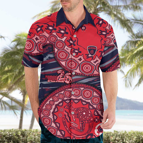 Melbourne Demons NAIDOC Week 2026 Hawaiian Shirt Australian Aboriginal Dot Art Dreamtime Pattern Style
