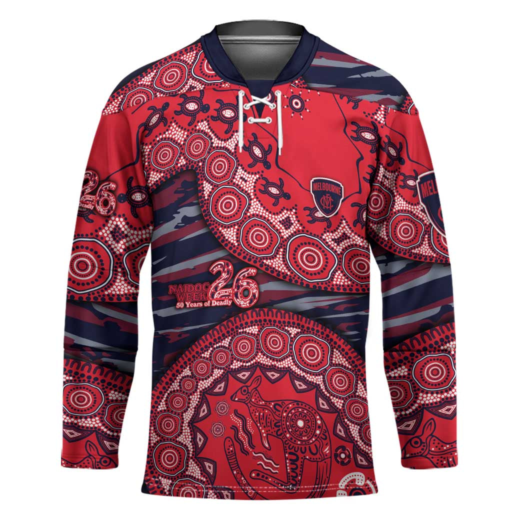 Melbourne Demons NAIDOC Week 2026 Hockey Jersey Australian Aboriginal Dot Art Dreamtime Pattern Style