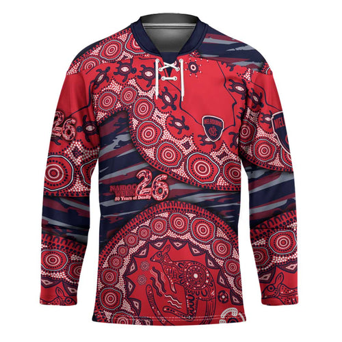 Melbourne Demons NAIDOC Week 2026 Hockey Jersey Australian Aboriginal Dot Art Dreamtime Pattern Style