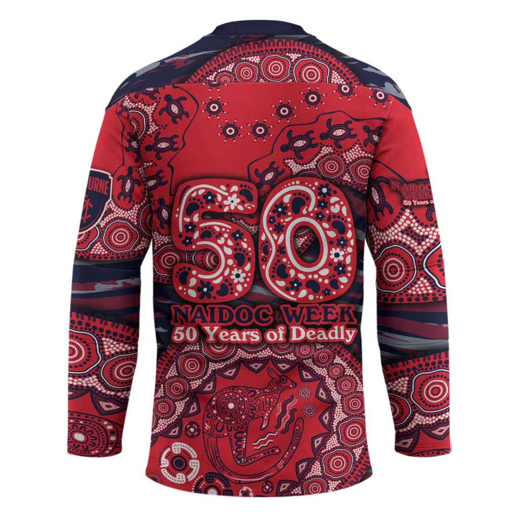 Melbourne Demons NAIDOC Week 2026 Hockey Jersey Australian Aboriginal Dot Art Dreamtime Pattern Style