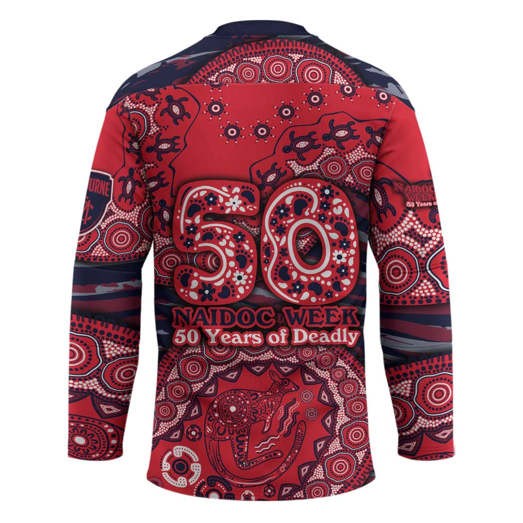 Melbourne Demons NAIDOC Week 2026 Hockey Jersey Australian Aboriginal Dot Art Dreamtime Pattern Style