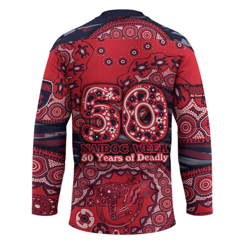 Melbourne Demons NAIDOC Week 2026 Hockey Jersey Australian Aboriginal Dot Art Dreamtime Pattern Style