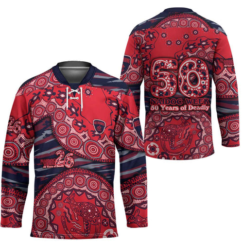 Melbourne Demons NAIDOC Week 2026 Hockey Jersey Australian Aboriginal Dot Art Dreamtime Pattern Style