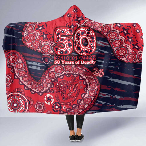 Melbourne Demons NAIDOC Week 2026 Hooded Blanket Australian Aboriginal Dot Art Dreamtime Pattern Style