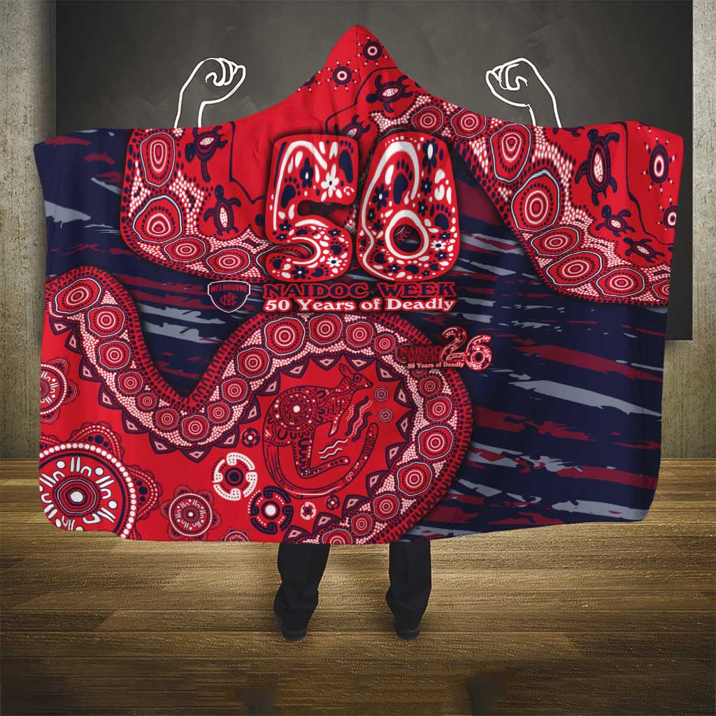 Melbourne Demons NAIDOC Week 2026 Hooded Blanket Australian Aboriginal Dot Art Dreamtime Pattern Style