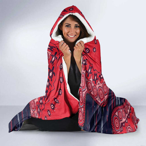 Melbourne Demons NAIDOC Week 2026 Hooded Blanket Australian Aboriginal Dot Art Dreamtime Pattern Style