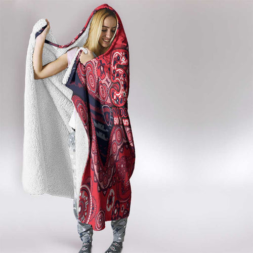 Melbourne Demons NAIDOC Week 2026 Hooded Blanket Australian Aboriginal Dot Art Dreamtime Pattern Style
