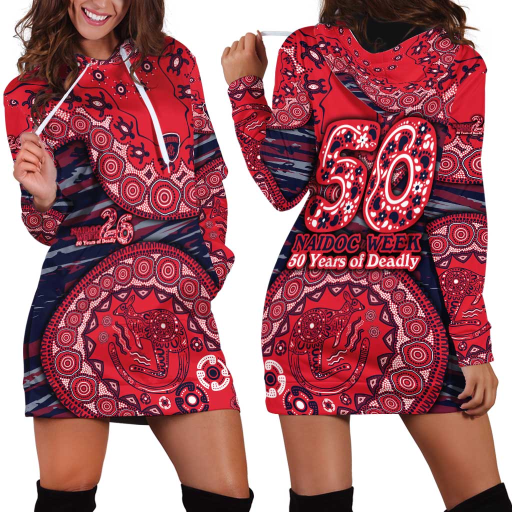 Melbourne Demons NAIDOC Week 2026 Hoodie Dress Australian Aboriginal Dot Art Dreamtime Pattern Style
