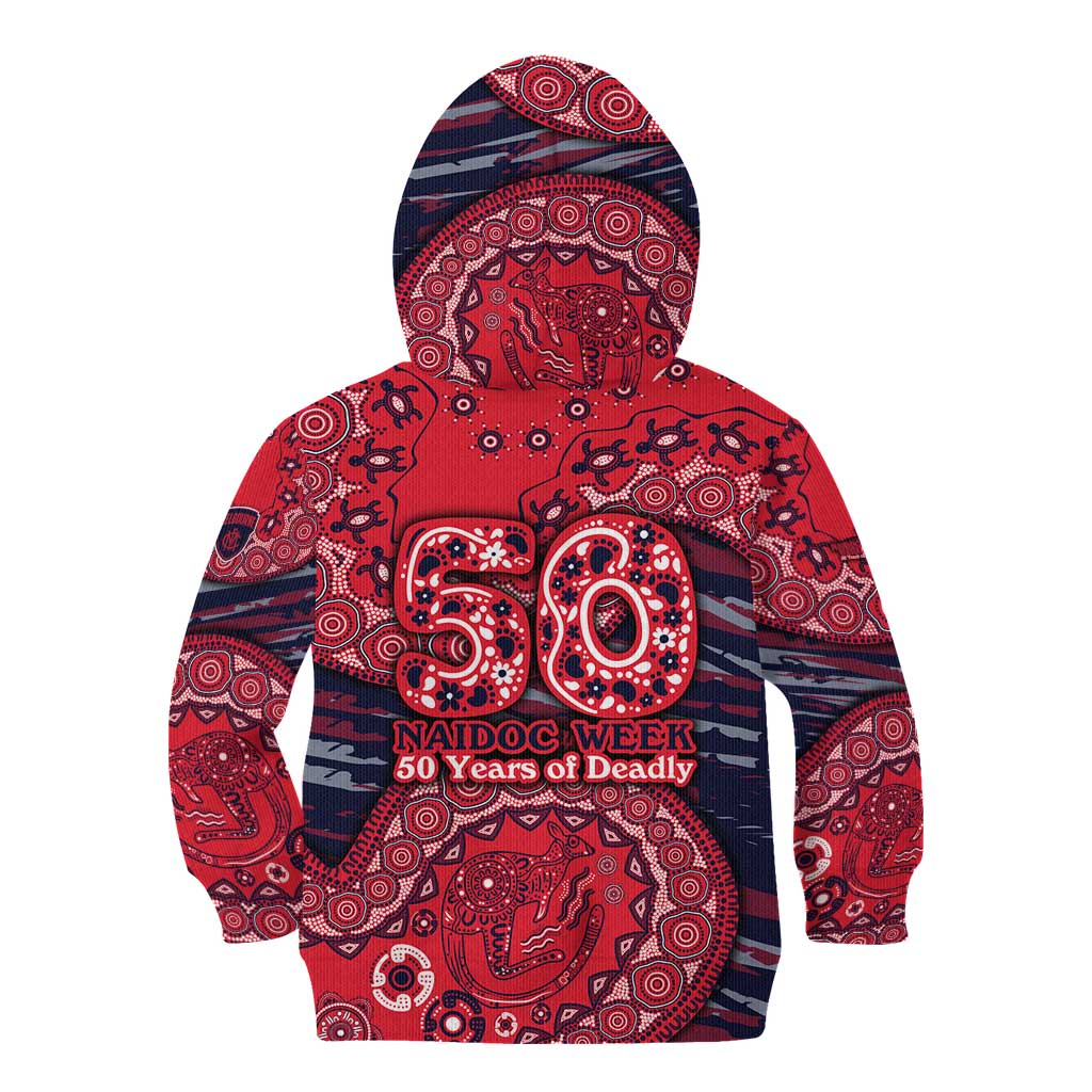 Melbourne Demons NAIDOC Week 2026 Kid Hoodie Australian Aboriginal Dot Art Dreamtime Pattern Style